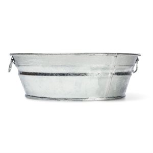 Round Galvanized Mini Low Flat Wash Tub Hot Dipped Zinc Steel 1l / 2qt