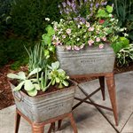 Planter Square Tub with Stand Aged Galvanized Steel 20.5x20.5x30.5 64l / 16.9gal