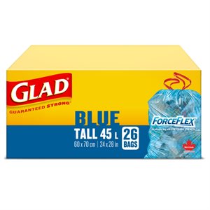 Glad Forceflex Recycling Bags Tall 24x28in Blue 26Pc