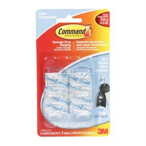 Command™ Hook Mini Clear .5lb 6Pk