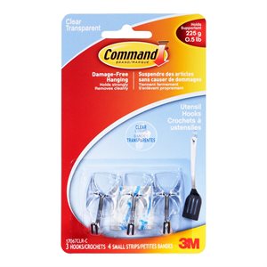 Command™ Wire Hook Small Clear 3Pk