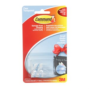 Command™ Hook Small Clear 2Pk