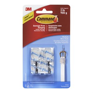 Command™ Wire Hook Medium Clear 2Lb 2Pk