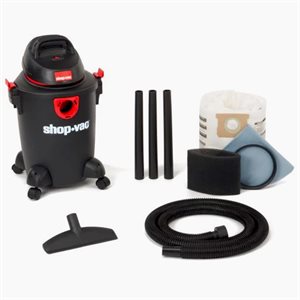 Wet / Dry Vacuum 6-Gallon (22.71L) 3.5 PHP Black With Accessories