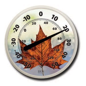 Outdoor Dial Thermometer Maple Leaf 12in