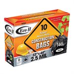 Construction Garbage Bags 33x44in 2.5mil Black 10PC