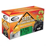 15PC Construction Garbage Bags 35x48in 3mil Black
