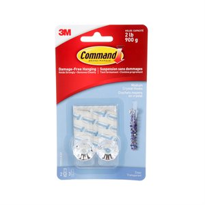 Command™ Crystal Hook Medium Clear 2Pk