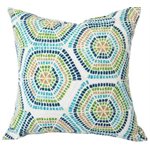 Outdoor Toss Pillow 16in x 16in Blue / Green Geo