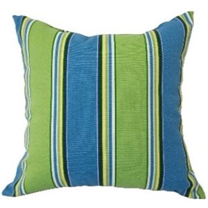 Outdoor Toss Pillow 16in x 16in Blue / Green Stripe