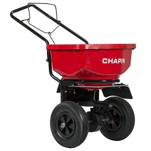 Residential Broadcast Spreader with 12in PU Wheels 80Lb Red