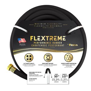 Water Hose Flextreme Synthetic Rubber 1 / 2in x 50ft Black