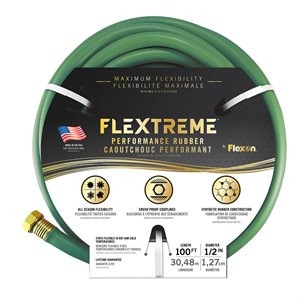 Water Hose Flextreme Synthetic Rubber 1 / 2in x 100ft Green