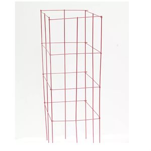 Wire Square Folding Tomato Cage Powder Coat 47x12" Red