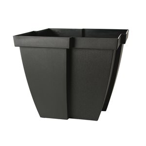 Quattro Contemporary Planter Plastic Square 15.5x15.5x13.25in Black