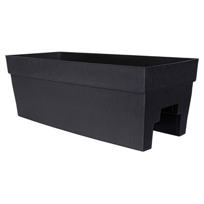 Quattro Contemporary Rail Mount Planter Plastic 27x12x9.6in Black