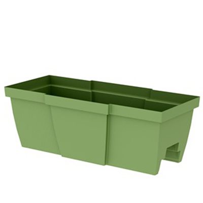 Quattro Contemporary Rail Mount Planter Plastic 27x12x9.6in Green