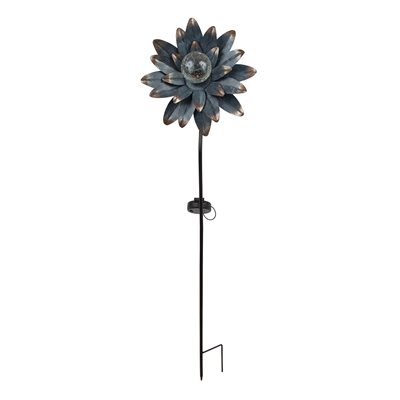 Solar Galvanized Metal & Crackle Glass Flower Stake Light
