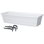 Futura Window Box Planter Plastic With Brackets 31.75x8.5x6.5in White