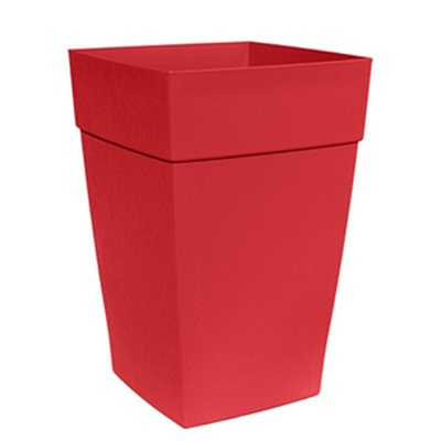 Harmony Self-Watering Planter Plastic Tall Square 8x8x12 Red