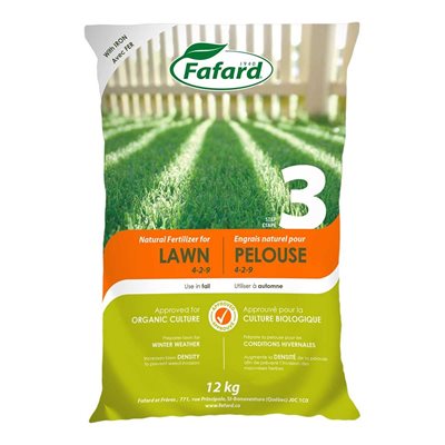 4-2-9 Natural Lawn Fertilizer With Iron 1% - Fall 12kg