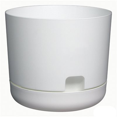 Oasis Self Watering Planter with Saucer Plastic 10in White