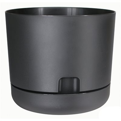 Oasis Self-Watering Pot With Saucer Black 10in