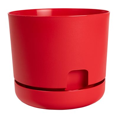 Oasis Self-Watering Planter with Saucer 10in Plastic Red