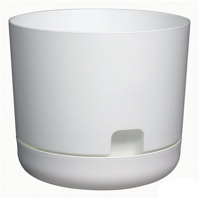 Oasis Self Watering Planter with Saucer Plastic 12in White