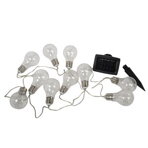 Solar LED Plastic Edison-Style Bulb String Light Set 10 Warm White Bulb 12.5ft