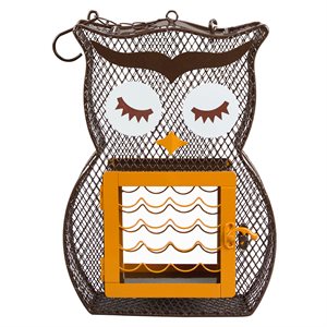 Wild Bird Feeder Owl-Shaped for Seed and Suet Cake 9in x 2in x 12in