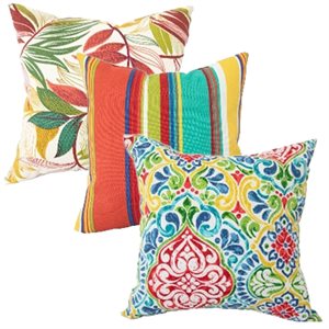 12Pc Outdoor Toss Pillows 16in x 16in Ast Red / Multi