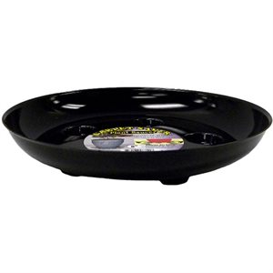 Plant Saucer Black Vinyl Heavy Footed Round 6in