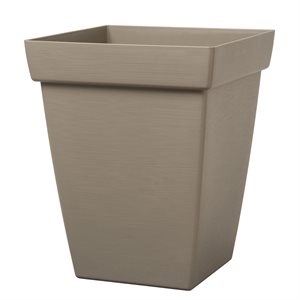 Bamboo Self-Watering Contemporary Planter Plastic Square 13in Portabello