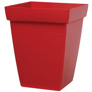 Bamboo Self-Watering Contemporary Planter Plastic Square 13in Red