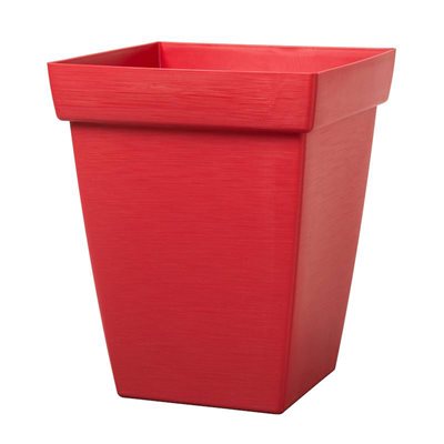 Bamboo Self-Watering Contemporary Planter Plastic Square 5in Red