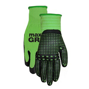 1Pair Gloves Work Unisex Max Grip Chemical Resistant Size: S / M Nitrile Palm Green
