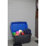 Stackable Storage Tote With Hinged Lid 132L Blue / Black