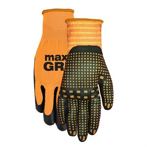 1Pair Gloves Work Unisex Max Grip Chemical Resistant Size: L / XL Nitrile Palm Orange