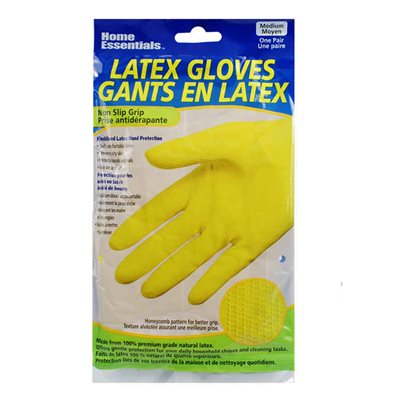 1PR Latex Household Cleaning Gloves Yellow Medium