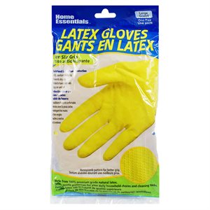 1PR Latex Household Cleaning Gloves Yellow Large