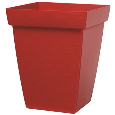 Bamboo Self-Watering Contemporary Planter Plastic Square 9in Red