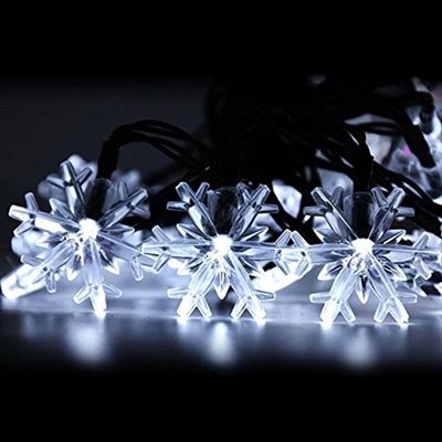 Fairy Light Set Battery Operated 30 Warm White 3D Snowflakes 10'