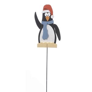 3PK Wooden Penguin With Hat Stake 7in x 12in