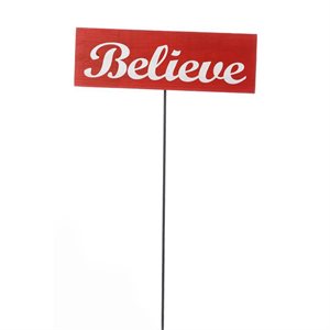 Wooden Believe Sign Stake 4in x 12in