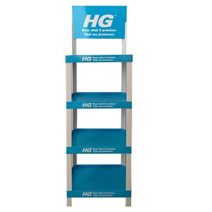 HG 4-Shelf Empty Display Stand with Bilingual Header 19in wide