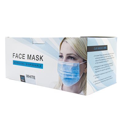 50PC Disposable Face Masks 3 Ply High Barrier Light White