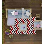 Outdoor Plastic Patio Rug Copenhagen Geo 6 x 9ft Black / White / Red